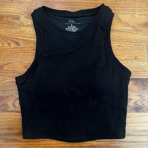 Klassy Network S Black Lined Tank Athleisure Cropped Built-in Bra Pads